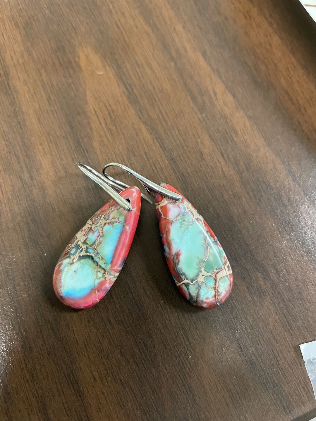 Customer photo review of Imperial Jasper Teardrop Earrings