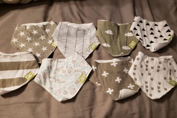 Customer photo review of Organic Baby Bandana Bibs