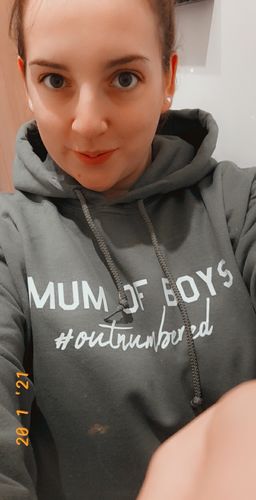 Customer photo review of Mum of Boys Hashtag Outnumbered Hoodie (MRK X)