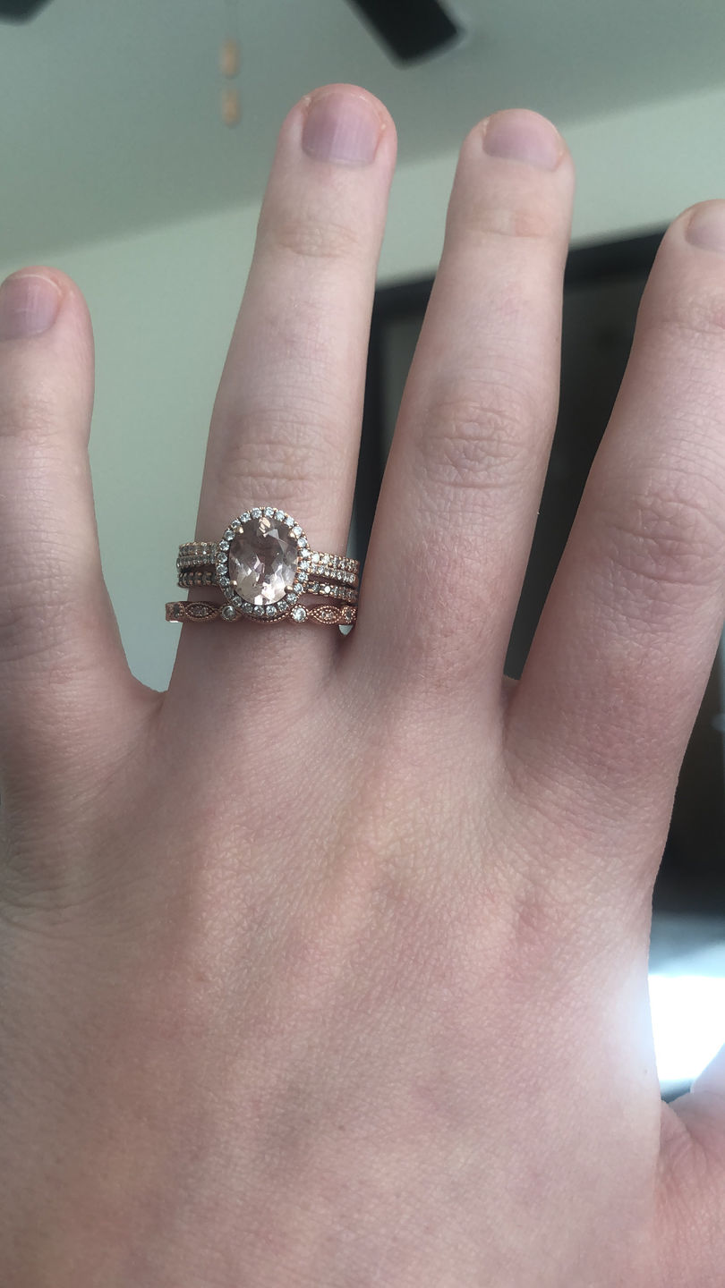 Customer photo review of Louily Vintage Full Eternity Art Deco Stacking Women's Wedding Band In Sterling Silver