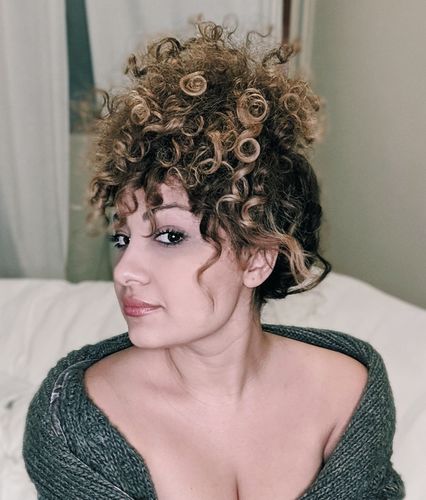 Customer photo review of Curly Ash Blonde