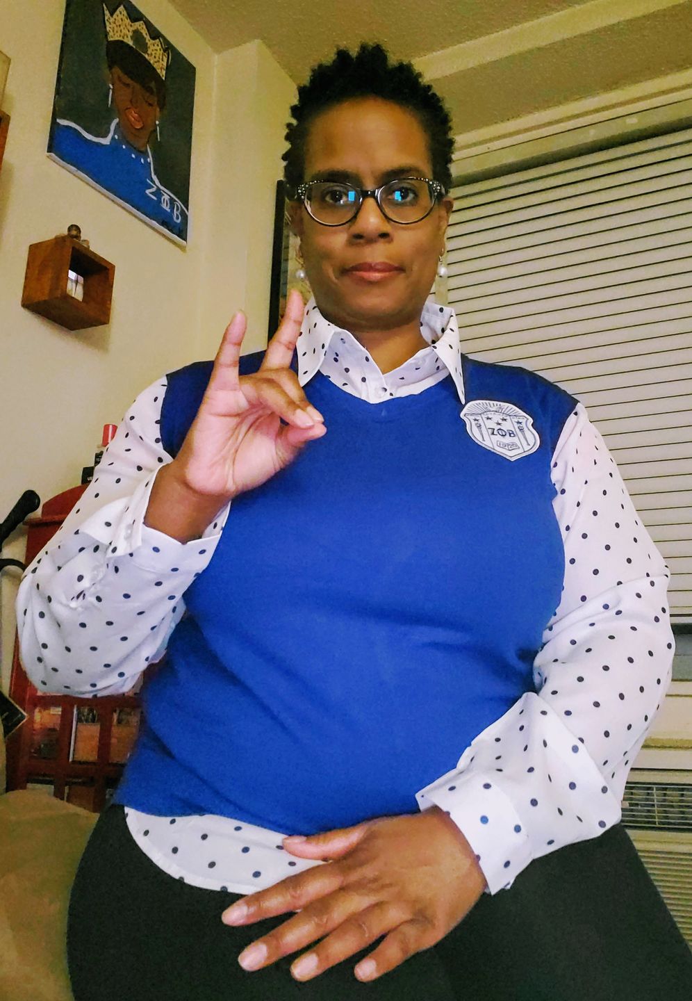 Customer photo review of Polka Dot Chiffon Sweater - Royal