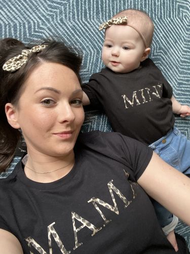 Customer photo review of Mama & Mini Empire Leopard Black T-Shirts (MRK X)