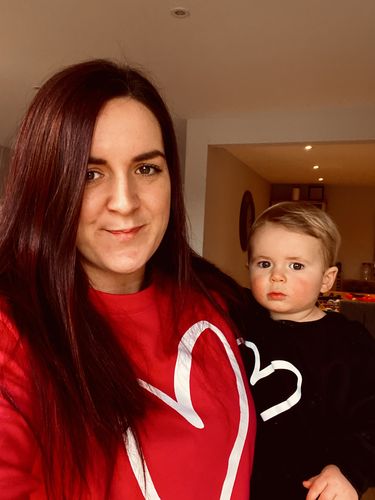 Customer photo review of Heart Print Whole Family Matching Sweaters (MRK X)