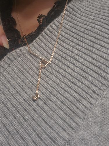 Customer photo review of Rose Gold Cubic Zirconia Balance Dangle Charms Necklace