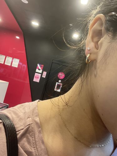 Customer photo review of The Perfect Small Hoops