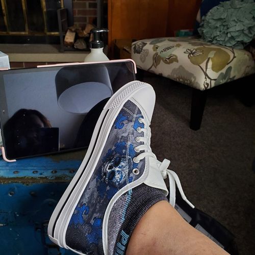 Customer photo review of Sugar Skull Blue Flower Low Top