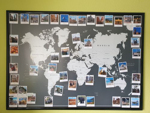Customer photo review of DIE WELTKARTE - Memoboard / Pinnwand Weltkarte mit magnetischen Pins