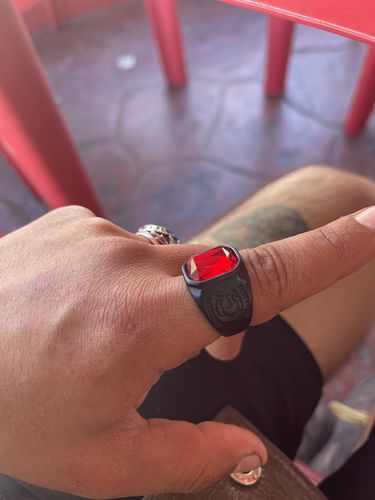 Customer photo review of BLACK RED STONE SHIELD RING