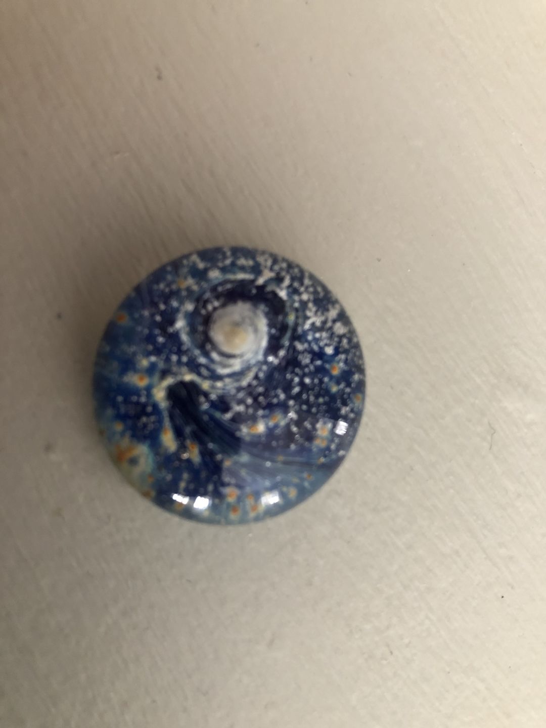 Customer photo review of Night Swirl Worry Stone with Infused Cremation Ashes