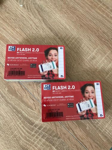 Avis photo d'un client sur Flashcards FLASH 2.0 OXFORD # 80 cartes 7,5 x 12,5 cm - ligné
