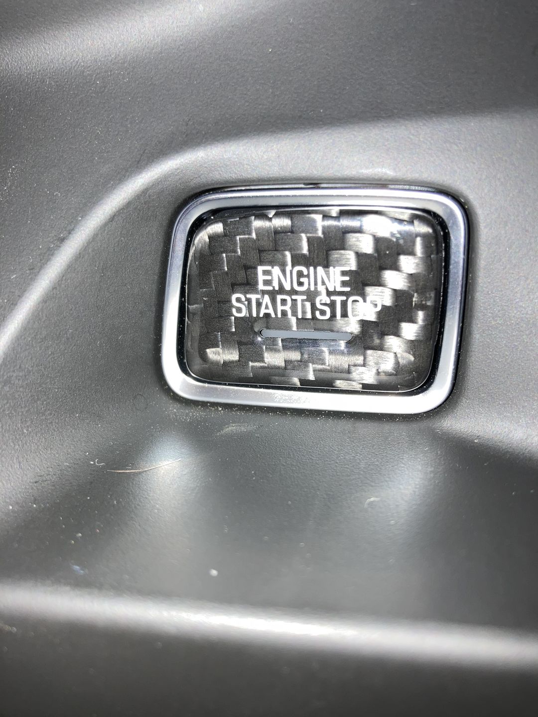 Customer photo review of CARBON FIBER PUSH START BUTTON COVER WITH LIGHT CUT OUT (BLACK/RED/BLUE) for 2016-2020 CAMARO/2014-2016 C7 CORVETTE