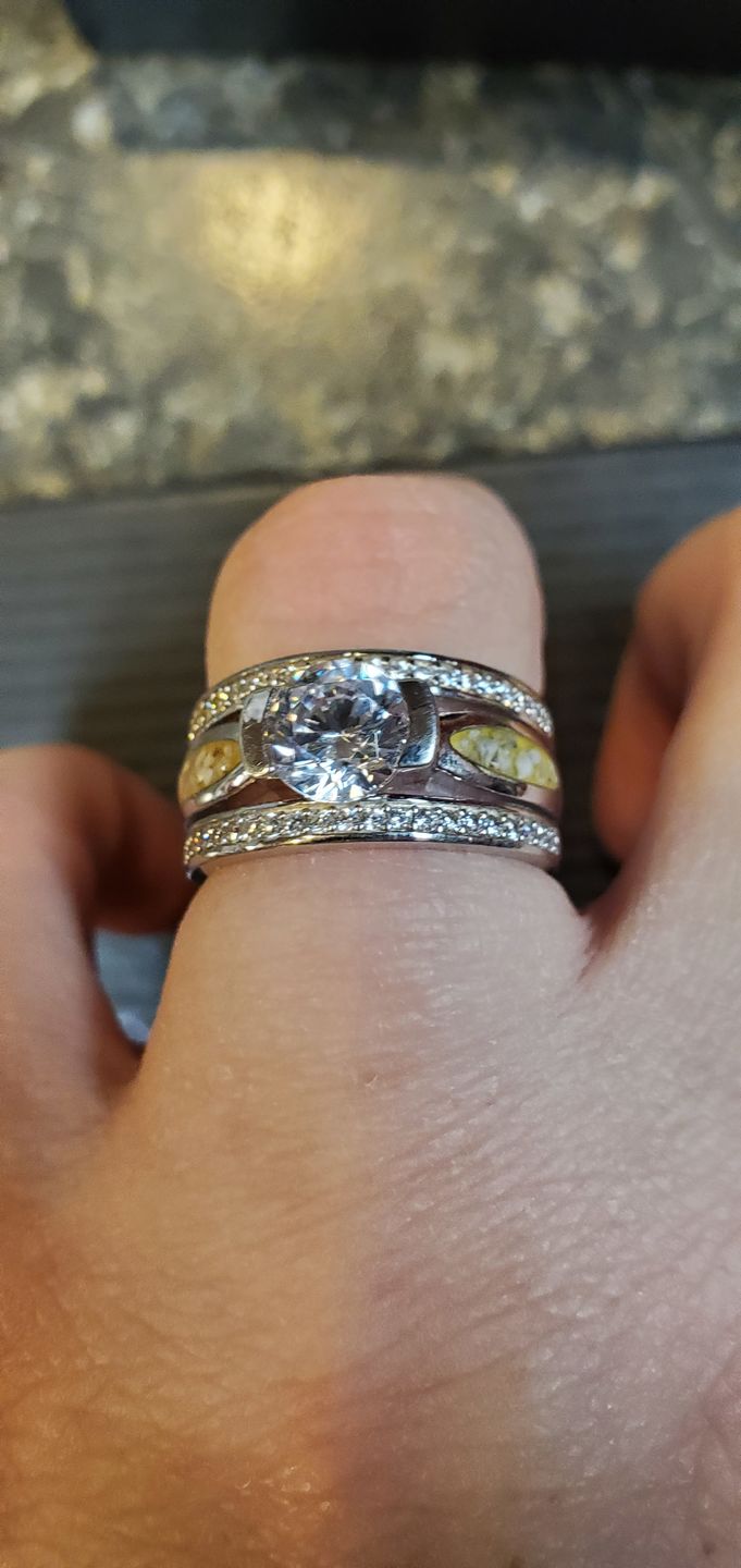 Customer photo review of Silver Ring with Gem and Cremation Ash