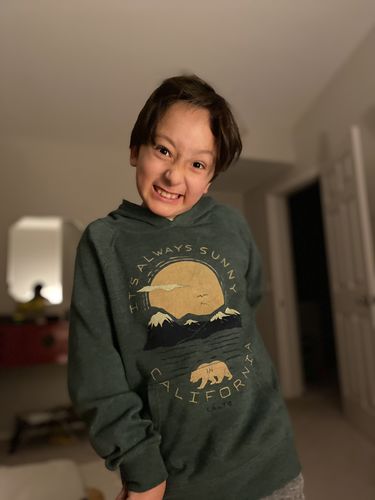 Customer photo review of Sunny California Forest Green Youth Hoodie