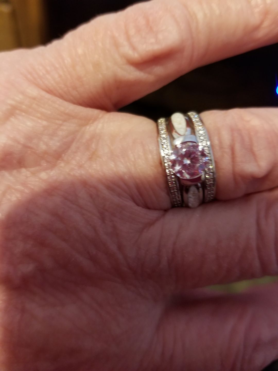 Customer photo review of Silver Ring with Gem and Cremation Ash