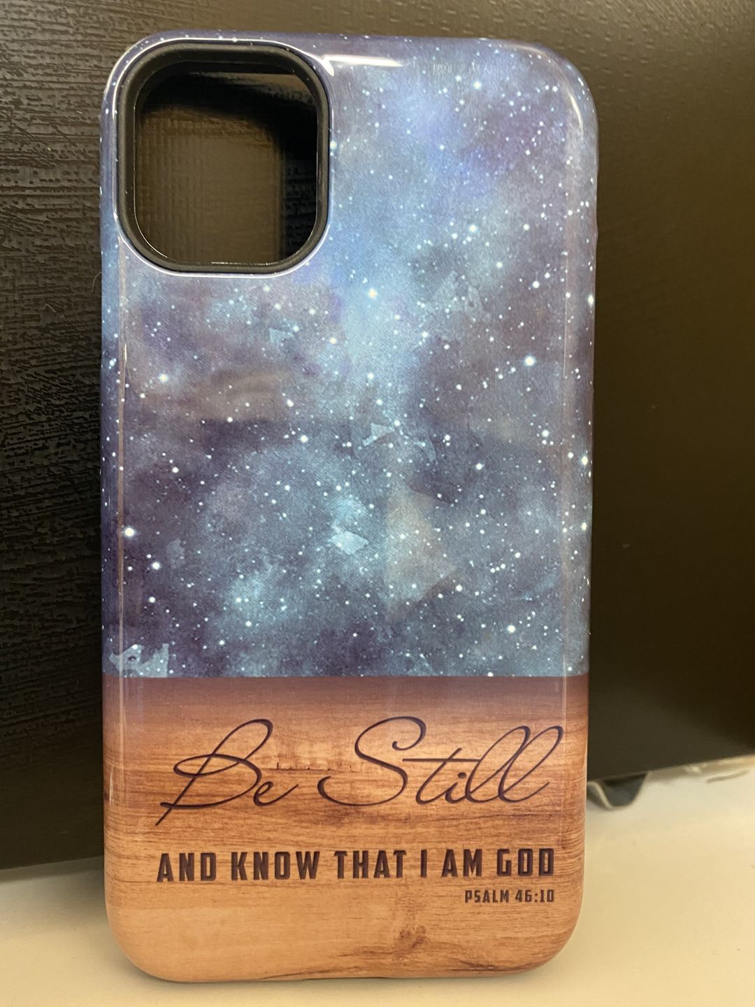Customer photo review of Be still and know that I am God Psalm 46:10 Bible verse phone case