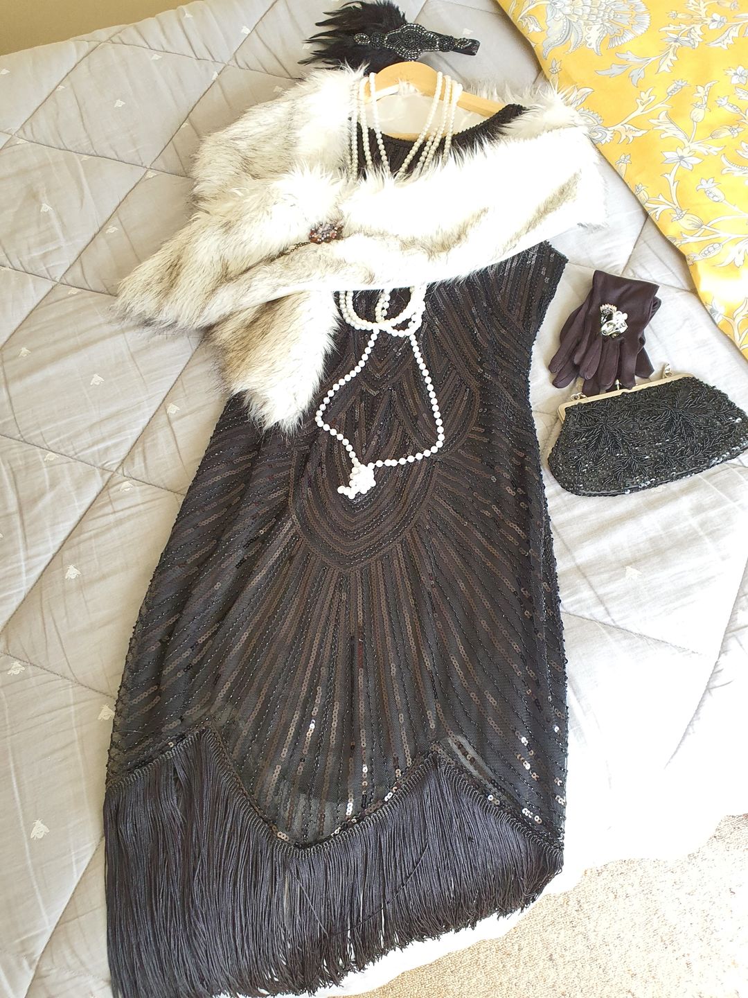 Customer photo review of 1920s Vintage Black Beaded Mable Flapper Dress