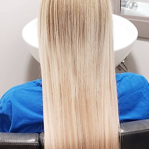 Customer photo review of Full Shine Hand Tied Weft Hair Extensions 100% Virgin Human Balayage (#18/22/60)