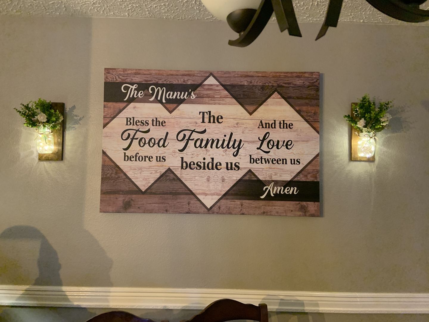 Customer photo review of Personalized "Bless The Food Family Love" Premium Canvas