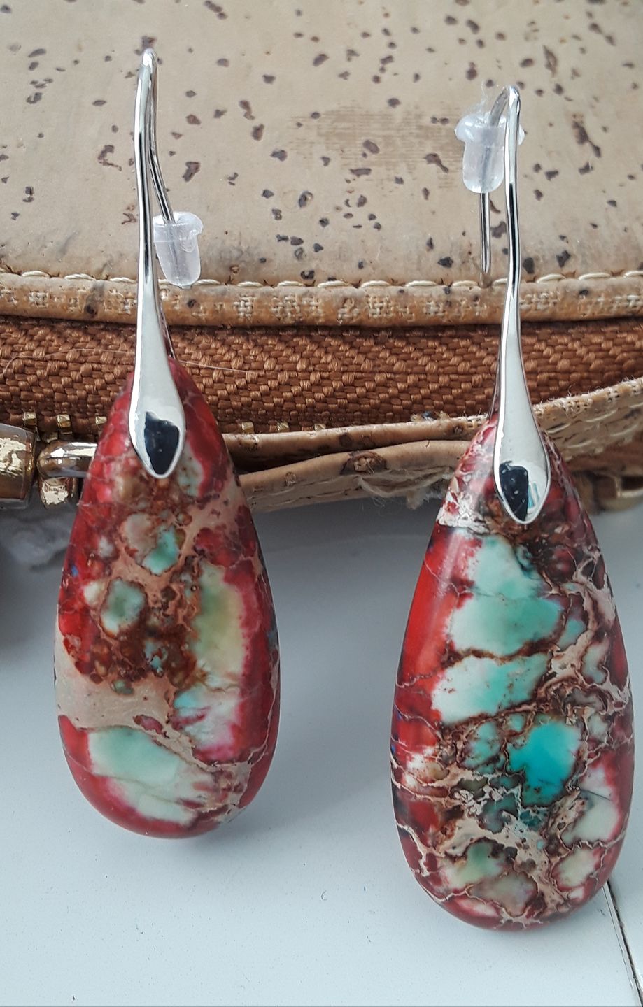 Customer photo review of Imperial Jasper Teardrop Earrings
