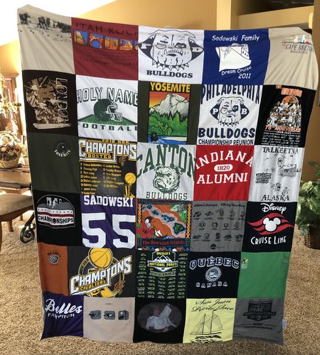 T-shirt quilt featuring bulldogs by Kathryn from PA
