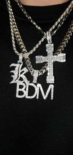 Customer photo review of Custom VVS Iced Out Pave Letters Pendant