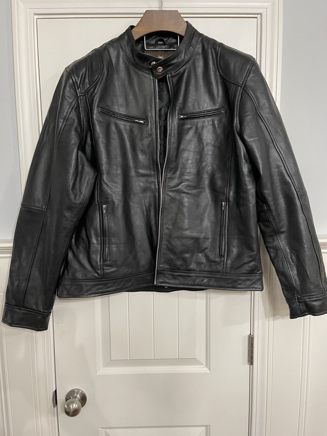 Customer photo review of Black Moto Leather Jacket