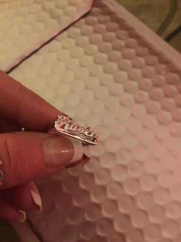 Customer photo review of Script Name Ring