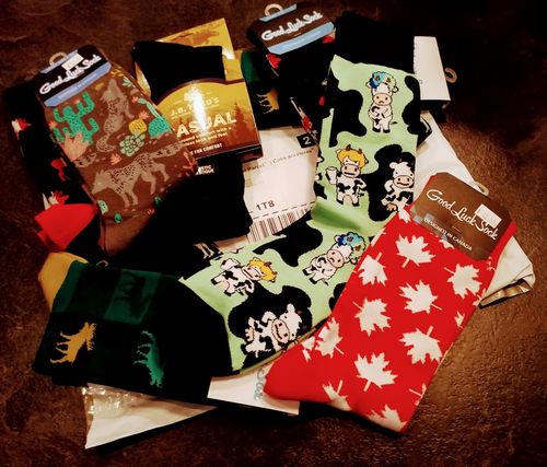 Customer photo review of Unisex "Wolf" Cotton Crew Socks by Good Luck Sock