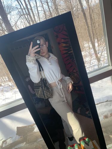 Customer photo review of Long sleeve drawstring crop top