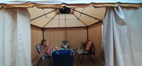 Customer photo review of 12’x12’ Double-Roof Gazebo Canopy Steel Frame with Netting/Curtain, Cream