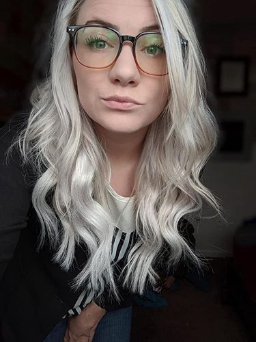 Customer photo review of Full Shine Tape in Hair Extensions 100% Virgin Human Hair White Blonde (#1000)