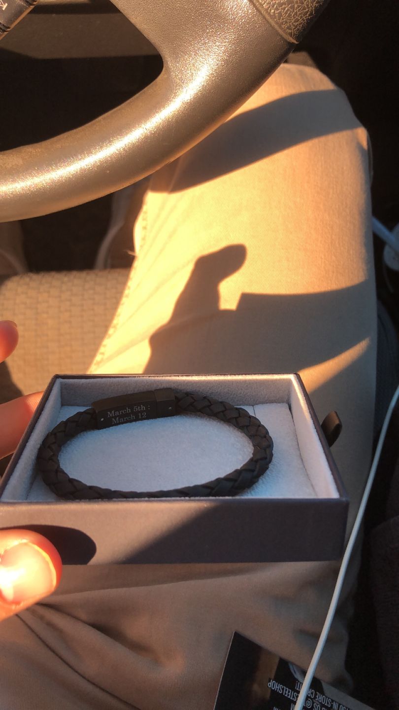Customer photo review of 6mm Black on Black Steel Italian Leather Engravable Bracelet