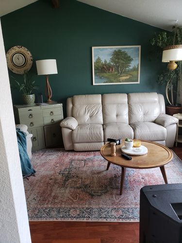 Customer photo review of Distressed Vintage Cezanne Terracotta Sky Area Rug