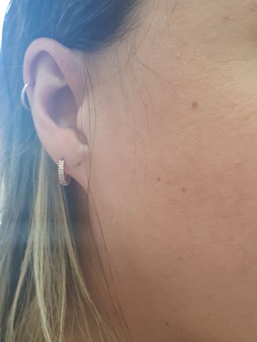 Customer photo review of White Stone Hoops