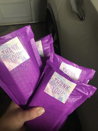 Customer photo review of Iridescent Rainbow Thank You Stickers