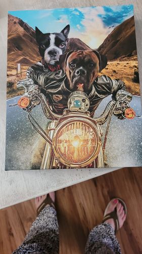 Customer photo review of 'Harley Wooferson' Personalized 2 Pet Canvas
