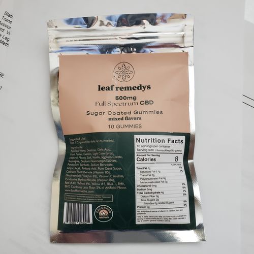 Customer photo review of 10 piece Gummies pouch 50mg each 500mg total