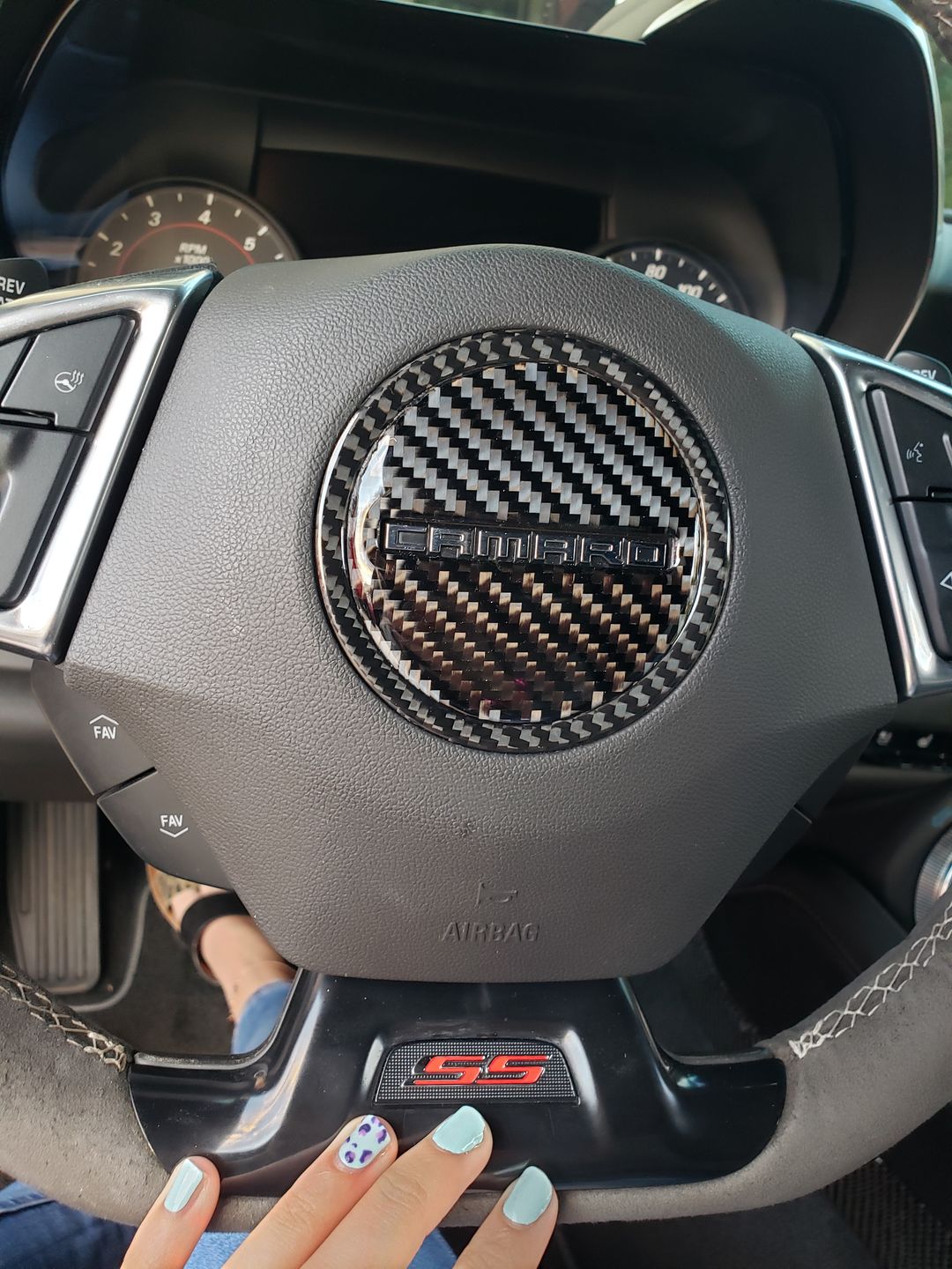 Customer photo review of (3 Pieces) Steering Wheel Full Chrome Delete Cover For 2016-2020 6th Gen Chevy Camaro