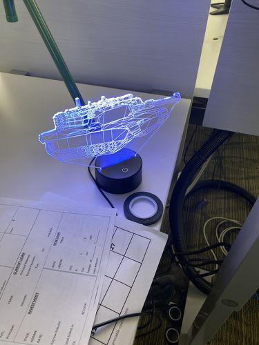 Customer photo review of M1 Abrams Main Battle Tank  - 3D Optical Illusion Lamp