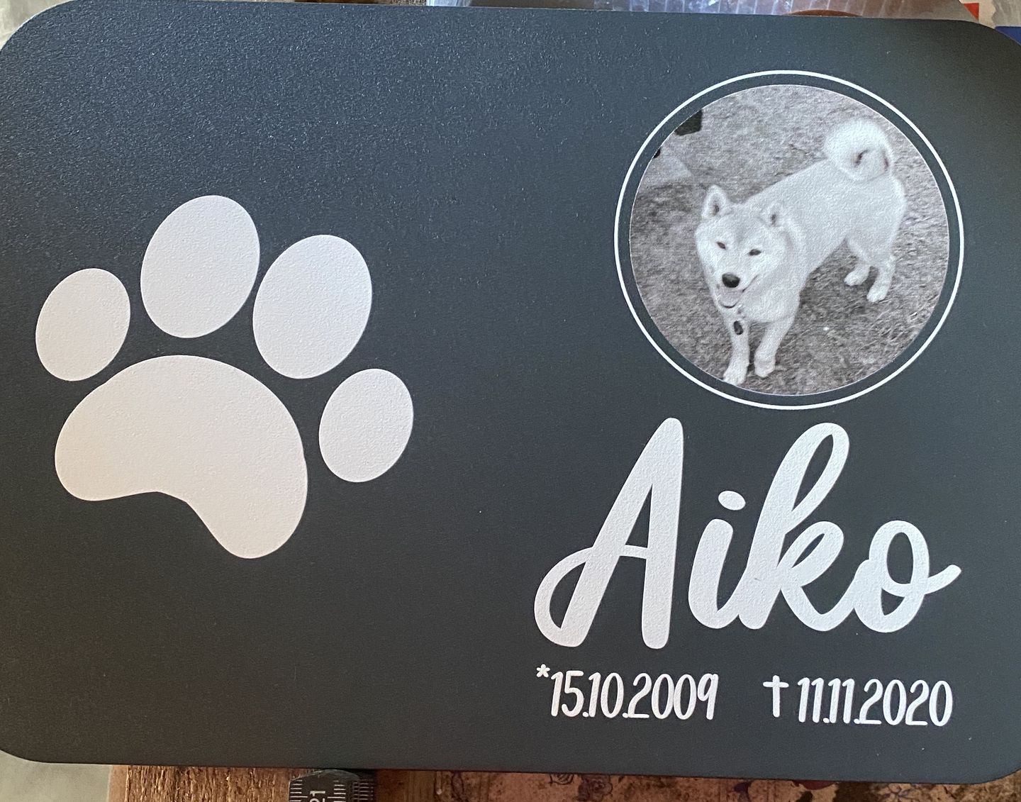 Customer photo review of Gedenktafel Hund "Pfote"