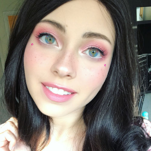 Customer photo review of Icoloured® Mermaid Tears Pink Colored Contact Lenses