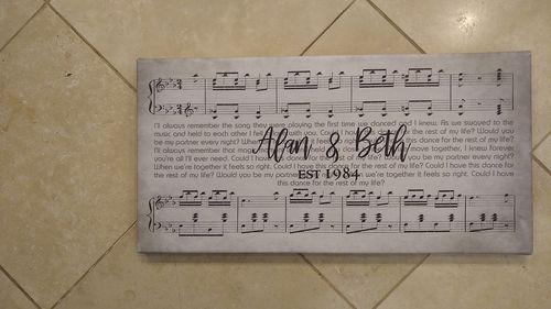 Customer photo review of Custom Name and Sheet Music Canvas - Ready to Hang