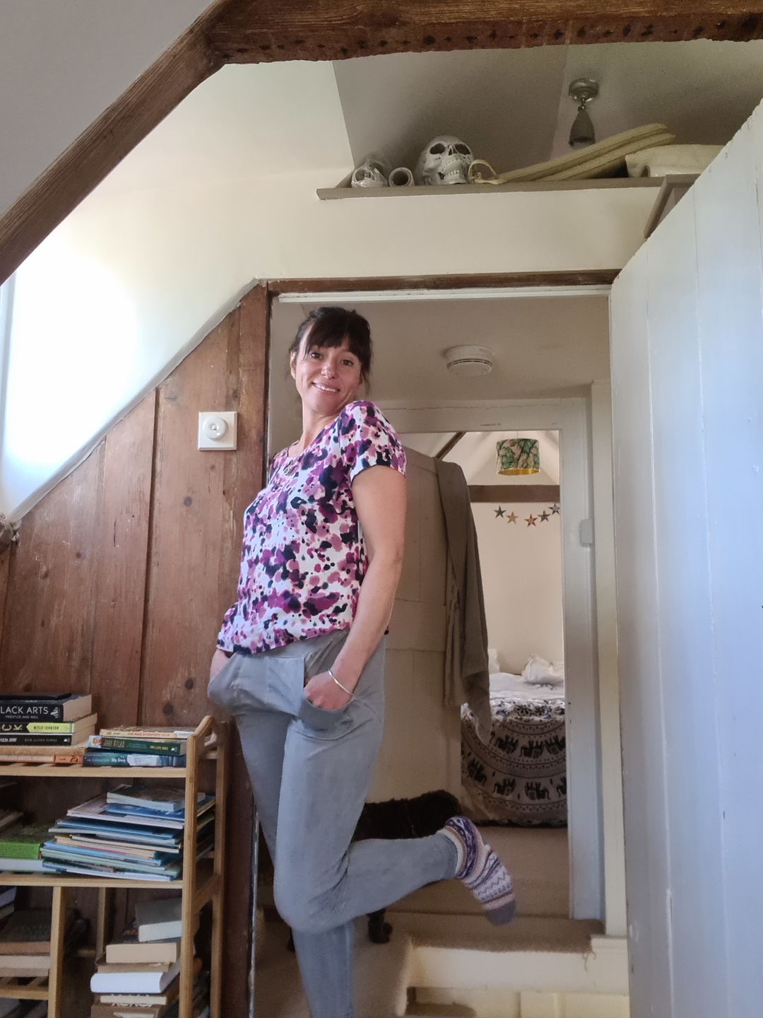 Customer photo review of Stonewash Extra Long Slouchy Pants