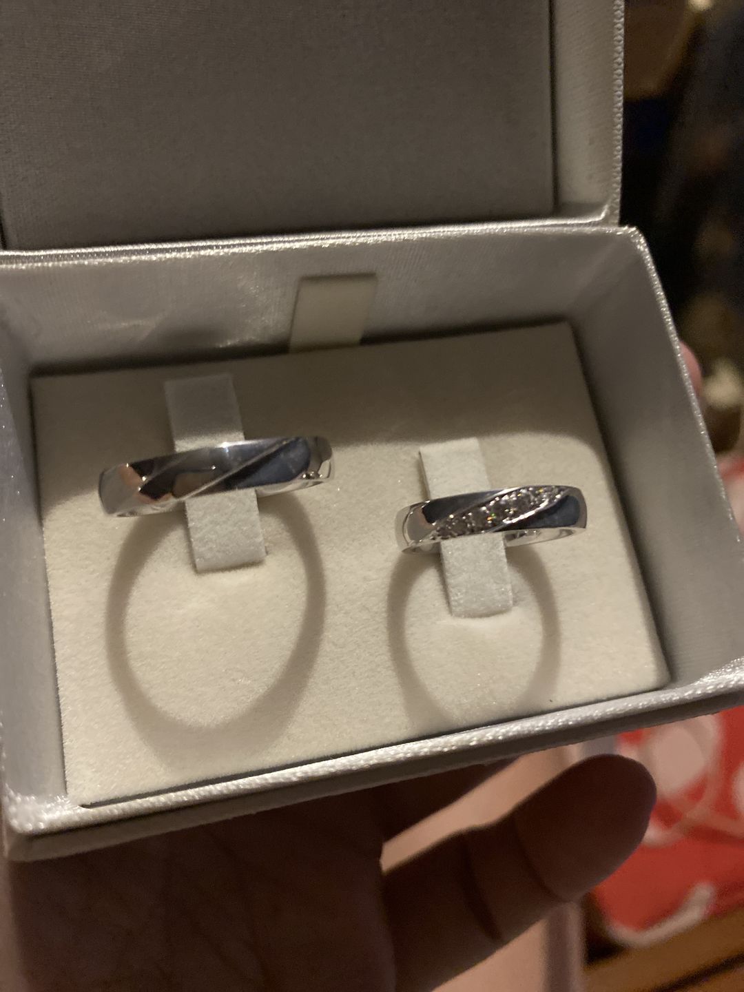 Customer photo review of Burgundy Wedding Rings