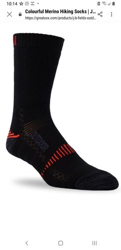 Customer photo review of J.B. Field's "Outdoor Hiker" 80% Organic Cotton Hiking Sock