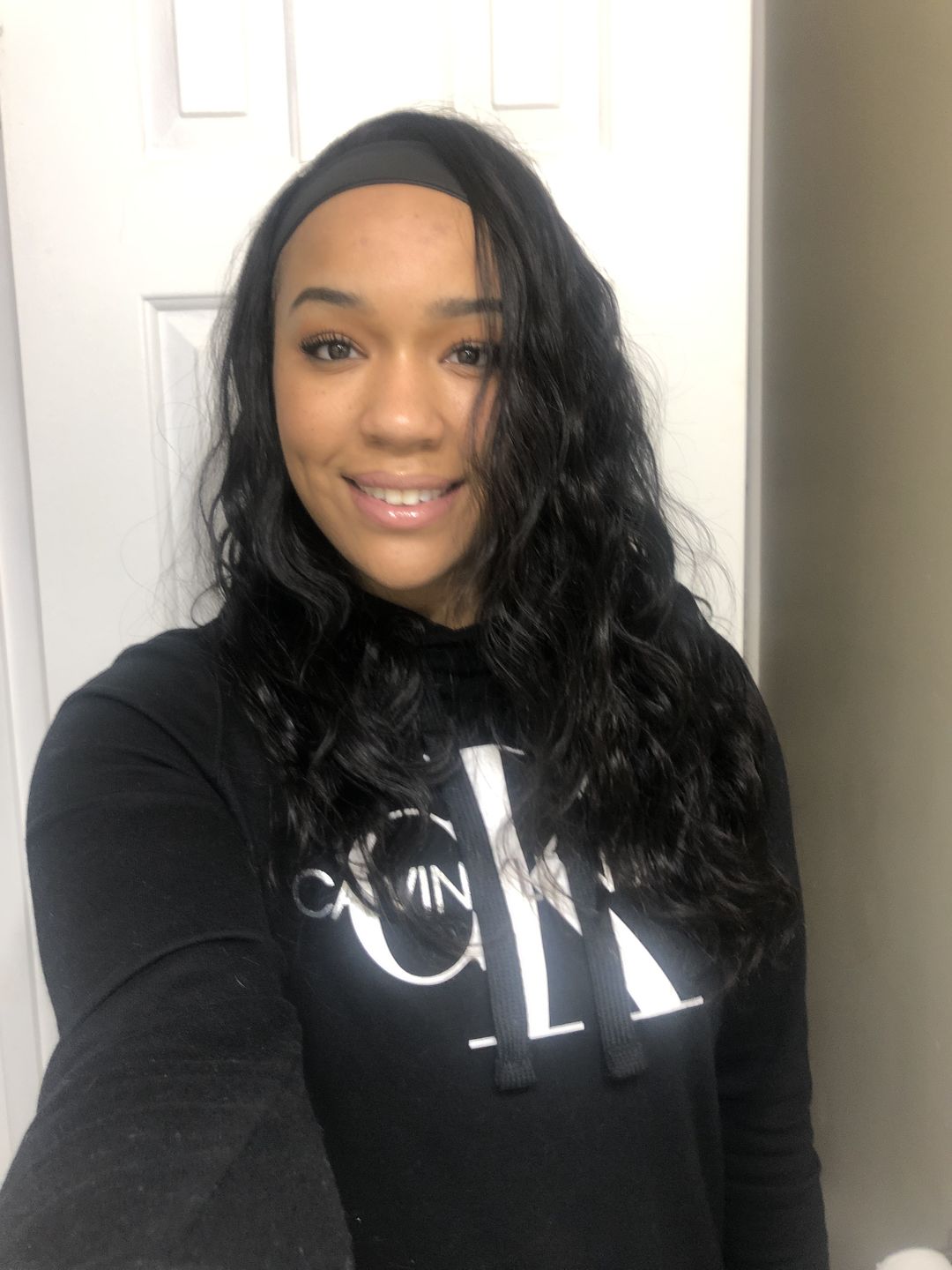 Customer photo review of Melissa Body Wave Human Hair Headband Wig