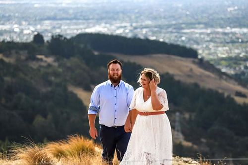 Customer photo review of The Wanderer White Lace Maternity Gown