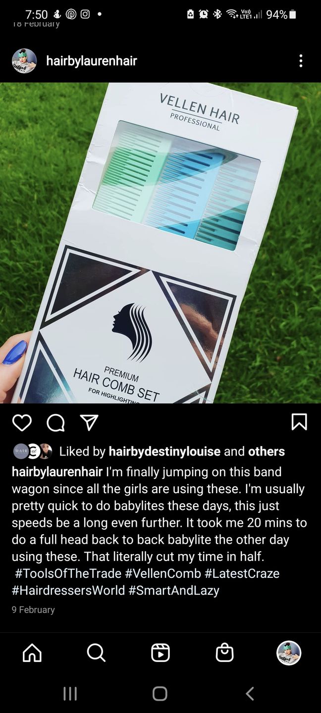 Customer photo review of Premium Rat Tail Comb Set - 3 Sizes for Babylights, Balayage and Highlights