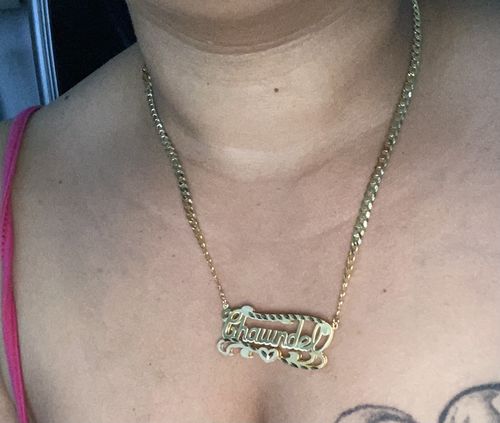 Customer photo review of Double Plated Name Necklace with Cuban Chain